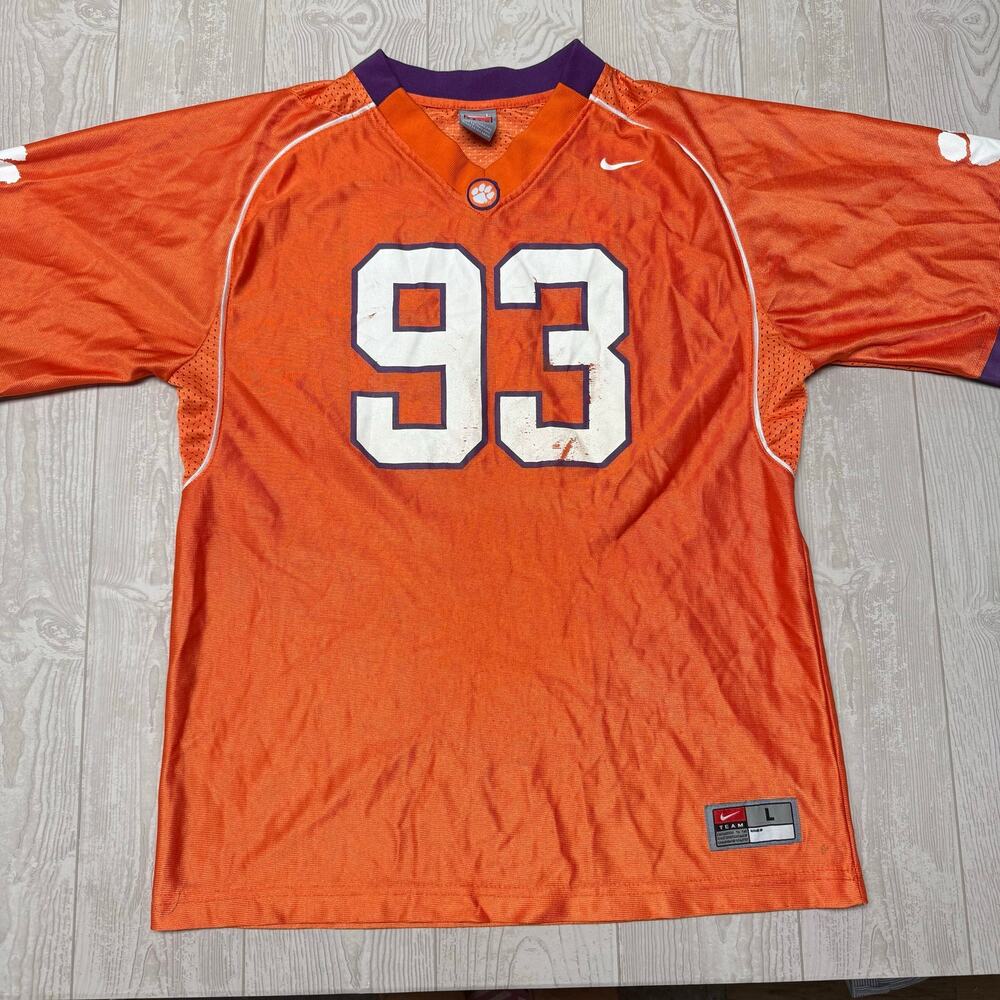 Vintage Nike Clemson Tigers #93 Football Jersey Men’s L Orange NCAA Team 2000s